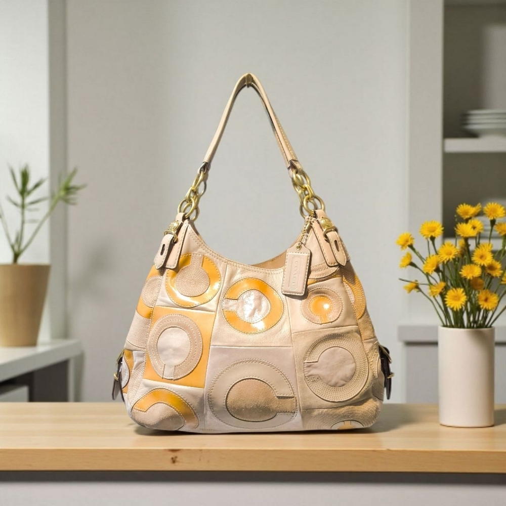Coach Maggie Mia Inlaid C Op Art Shoulder Bag - Three Compartment Style 15771